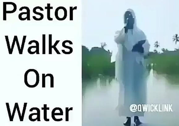 white garment pastor walks on water
