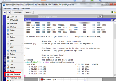 Test ping setelah setting dial up indihome PPPoE dari mikrotik Test ping setelah setting dial up indihome PPPoE dari mikrotik