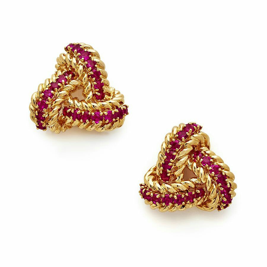 Fancy Golden Earring Designs Pink Stone Stud Earrings
