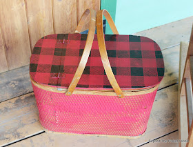 Vintage Picnic Basket Use a Buffalo Check Stencil to Update a Vintage Picnic Basket
