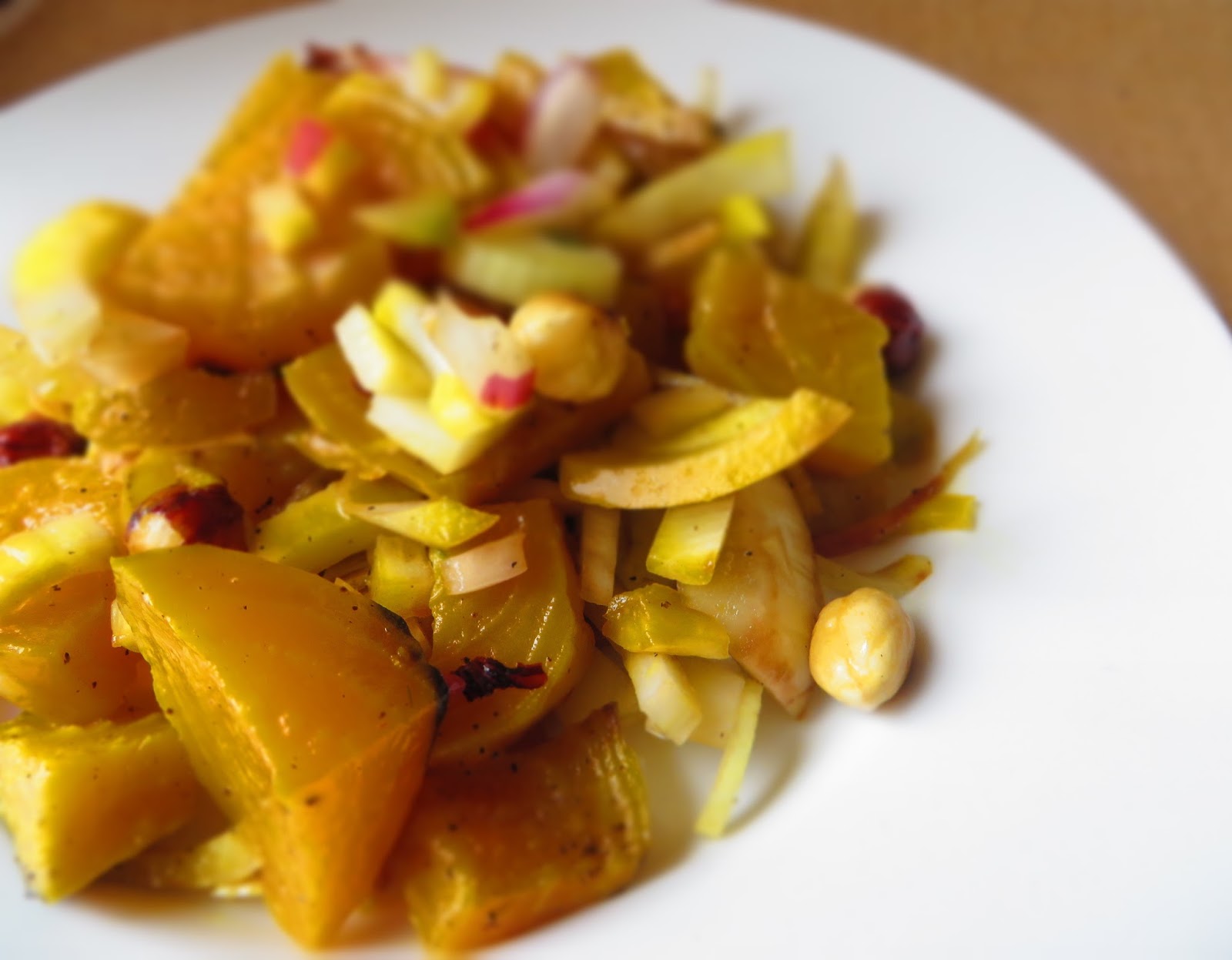 fitfullydelicious golden beet, fennel and toasted hazelnut salad