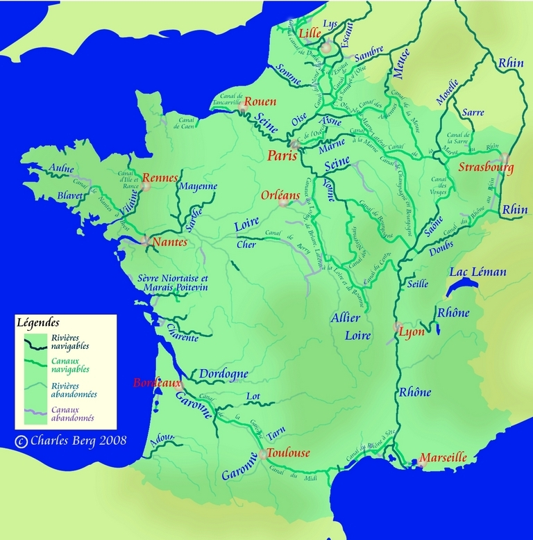 Frankreich Gewässerkarte