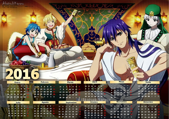 calendario 2016 anime magi