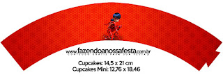 Prodigiosa Ladybug: Wrappers y Toppers para Cupcakes para Imprimir Gratis. Wrappers para Cupcake de Prodigiosa Ladybug.