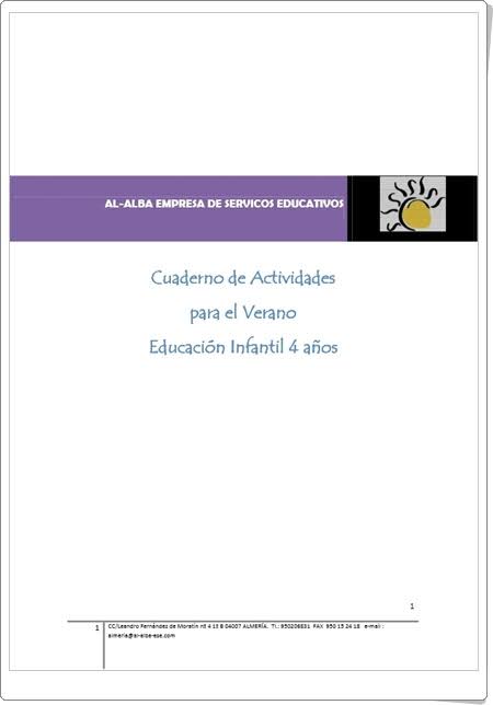 "Cuaderno de Verano Al-Alba" (Educación Infantil de 4 años)