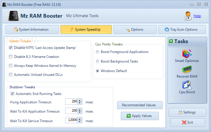 برنامج Mz RAM Booster لتحسين أداء الرامات برنامج Mz RAM Booster لتحسين أداء الرامات