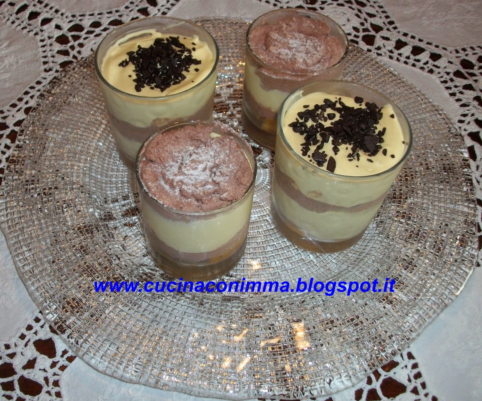 crema al marsala e cioccolato, in bicchiere