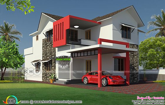 2220 square feet 4 bedroom sloping roof contemporary house