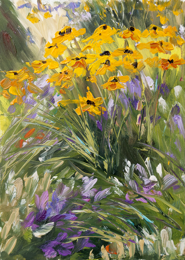 Kit Hevron Mahoney Fine Art KMD2824 Nature's Rhythms 7x5 floral oil by