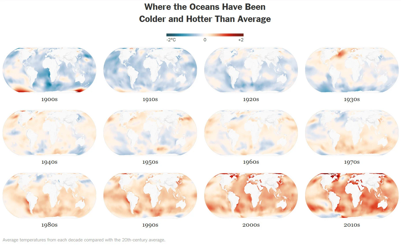 Where the oceans have been colder & hotter than average