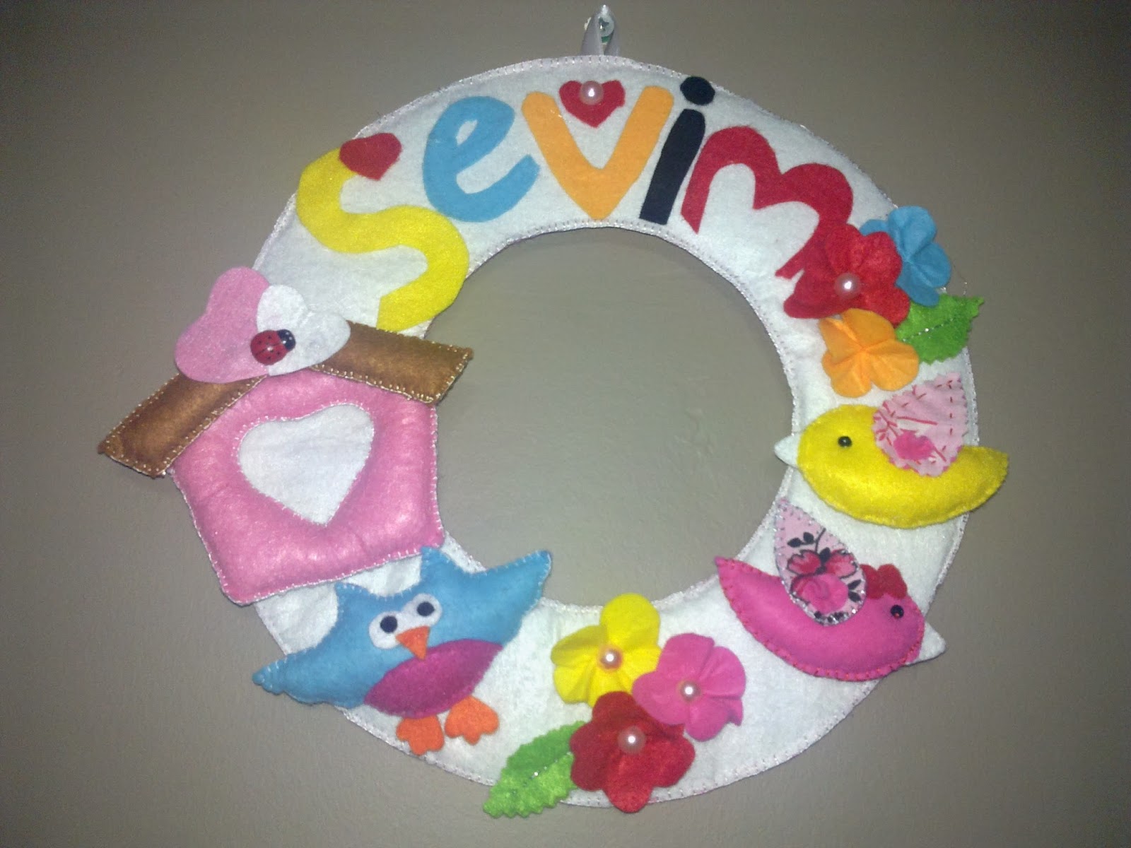 Anne ve Bebek Keçe Kapı Süsü