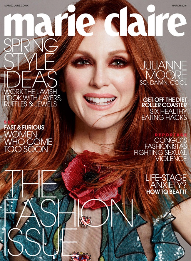 Marie Claire UK March 2016, Julianne Moore -1 Oscar Best Actresses Love Gucci Dress 2016 SS