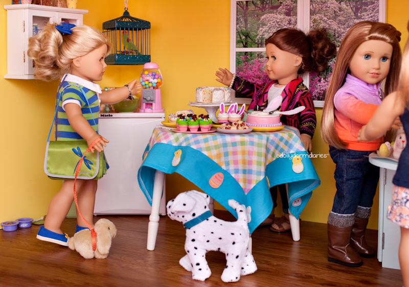 Our American Girl doll Easter celebration - Follow our 18 inch doll diaries at our American Girl Doll House. Visit our 18 inch dolls dollhouse!