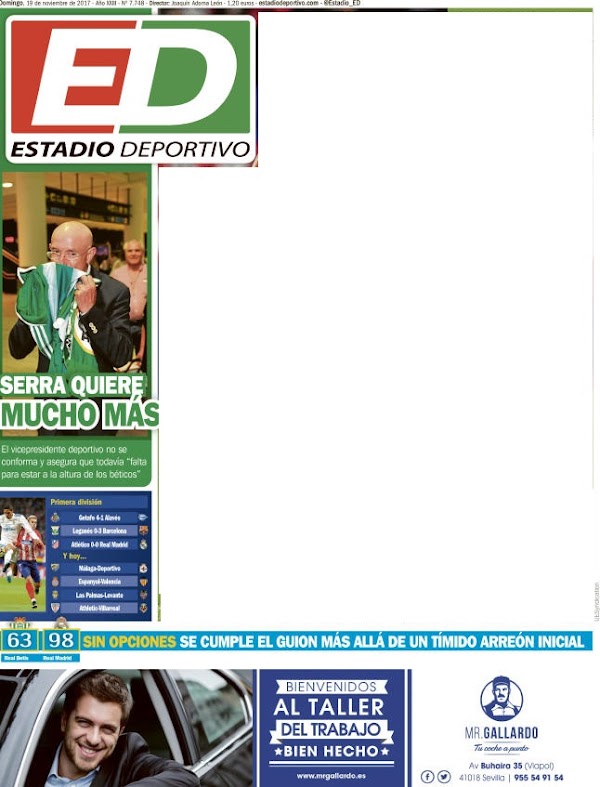 Betis, Estadio Deportivo: "Serra quiere mucho más"