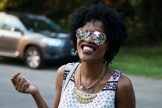 Woman Wearing Pink-framed Aviator Sunglasses by Nappy (((STREET PHOTOGRAPHY)))