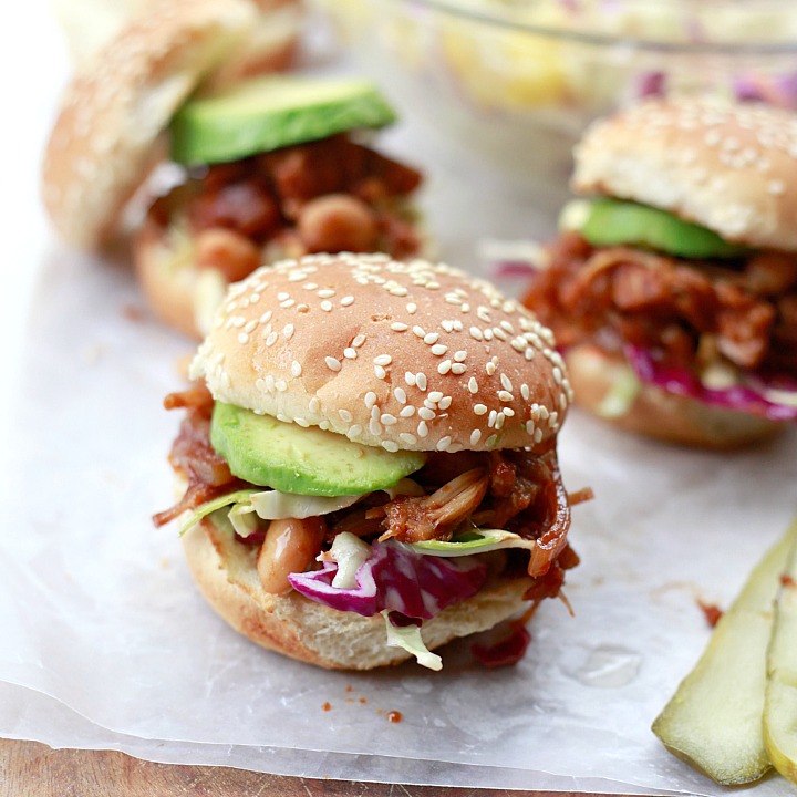 Vegan BBQ Pulled Jackfruit and Bean Sandwiches