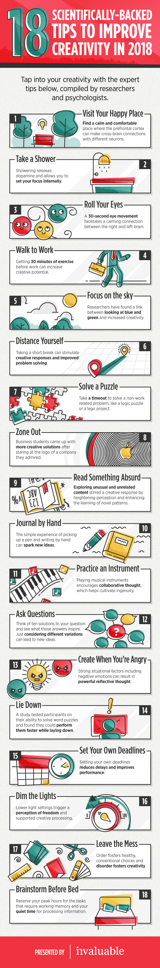 18 Scientifically-Backed Tips to Improve Creativity - #infographic