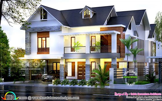 European mix sloping roof 4 bedroom home