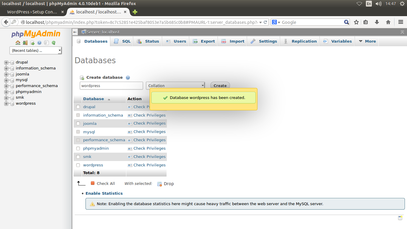 Localhost info. Localhost info