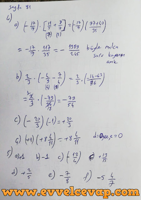7. Sınıf Matematik Koza Yayınları 81. Sayfa Cevapları