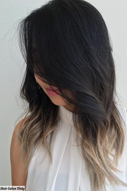 Tóc nhuộm Ombre đuôi vàng ánh kim toc nhuom ombre