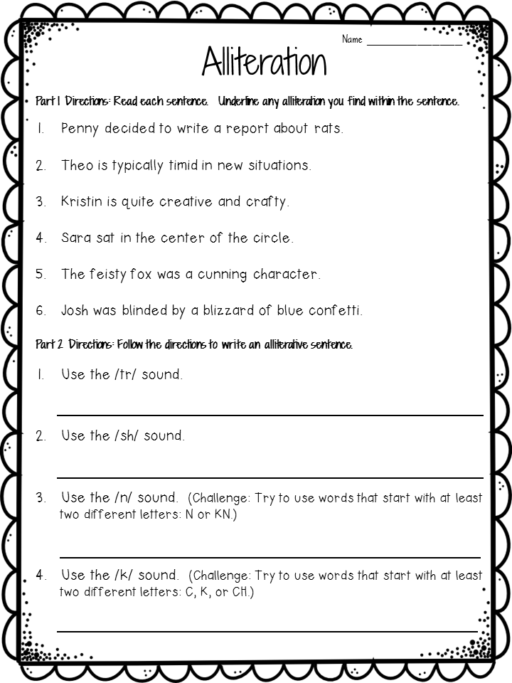 Alliteration Anchor Chart (plus a free worksheet!) | Crafting Connections