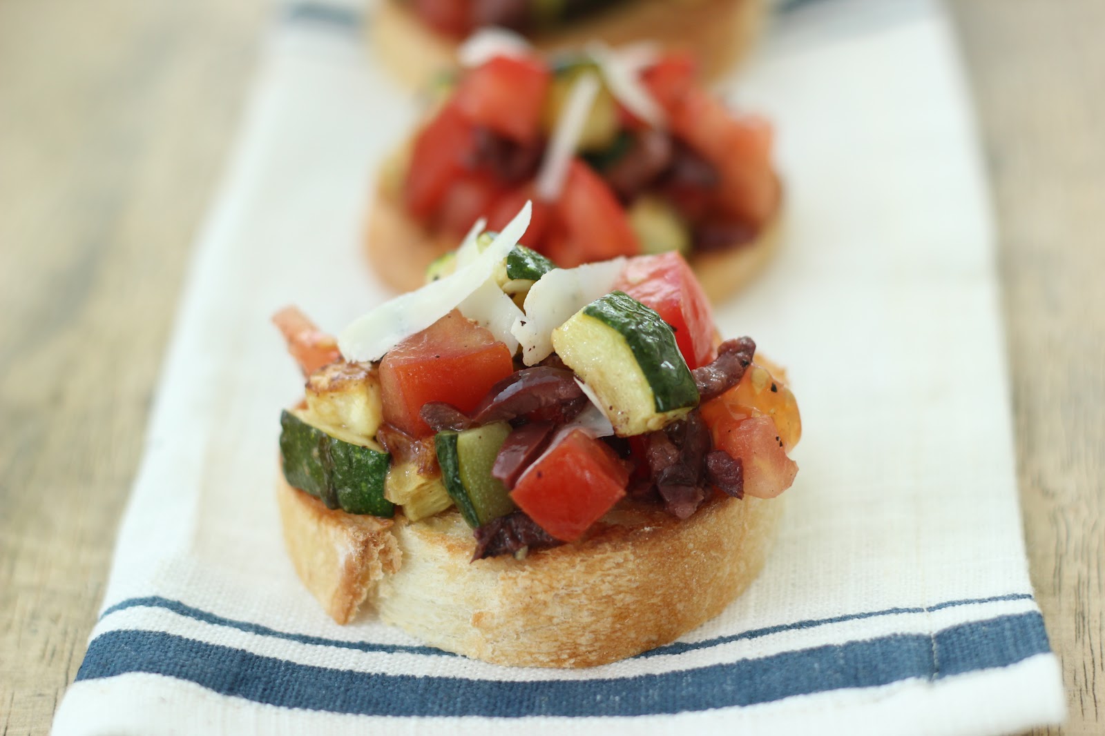 Jenny Steffens Hobick: Tomato, Zucchini and Olive Bruschetta | Fresh Summer Party Food