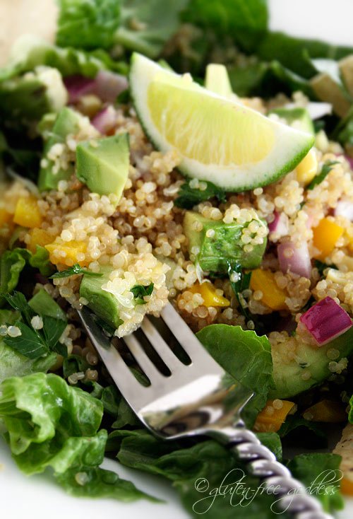 Delicious quinoa taco salad recipe at Gluten-Free Goddess.