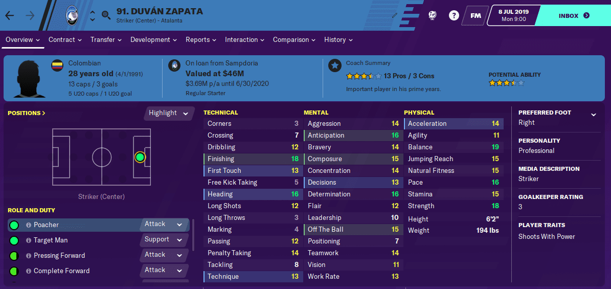 Duvan Zapata FM2020 Duvan Zapata FM2020