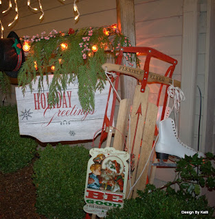 Christmas sign, sleigh, Porch
