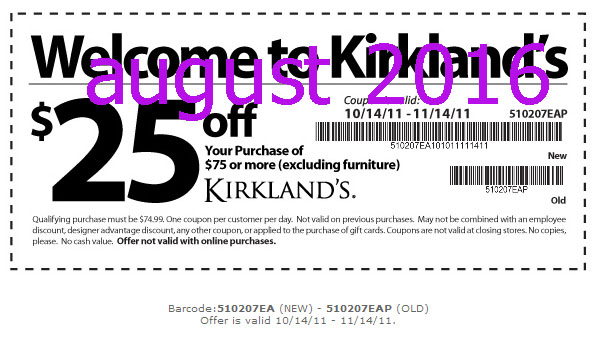Kirklands in store coupons october 2018