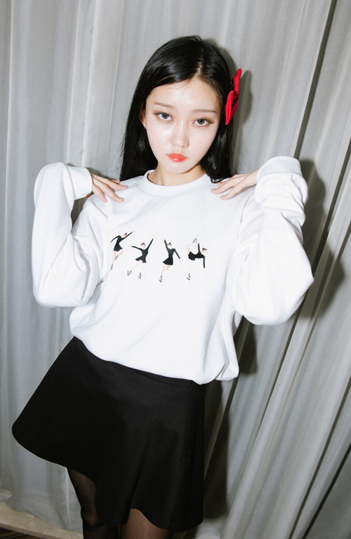 [MIxxmix] Embroidered Ice Skater Girl Sweatshirt KSTYLICK Latest