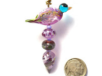 Handmade lampwork tree ornament Lampwork glass bird ornament using beads and headpin