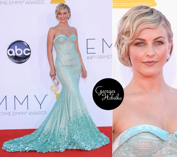 Actress Julianne Hough attended the 2012 Emmy Awards. Julianne Hough wore Georges Hobeika sequins dress