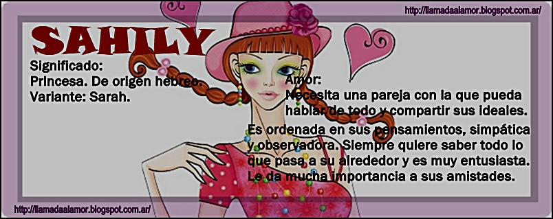 PORTADA FOTO CON NOMBRE Y SIGNIFICADO SAHILY - LLAMADA AL AMOR
