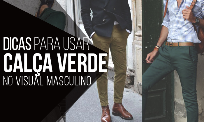 calça social verde masculina