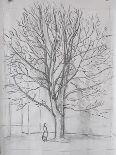 bomen tekenen, boom tekenen, diepte tekenen, ruimte tekenen, tekenles, tekenlessen, vorm tekenen, vormen tekenen,