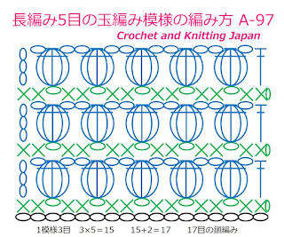 かぎ針編み初心者さんの玉編みの練習に！可愛い玉編み5目の模様です。細編みと玉編みの段を繰り返して編みます。