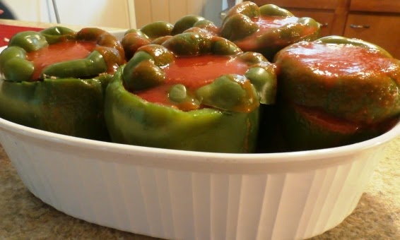 Stuffed peppers ready for the oven