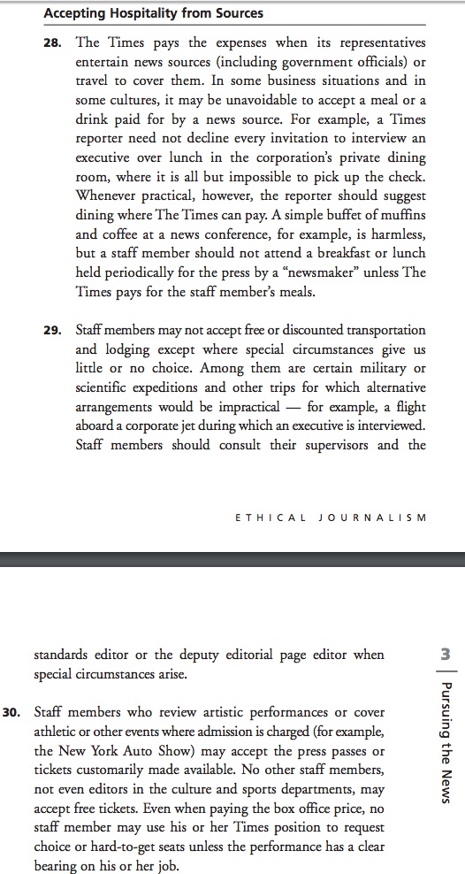 Journalism ethics freebies