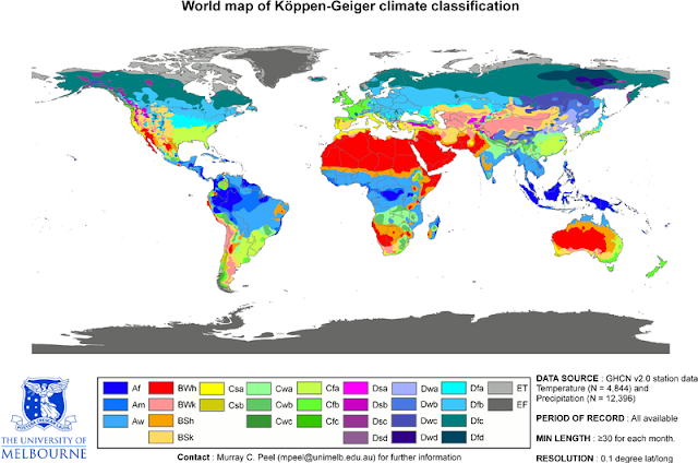 Pembagian Iklim Dunia Menurut (Peta) Koppen