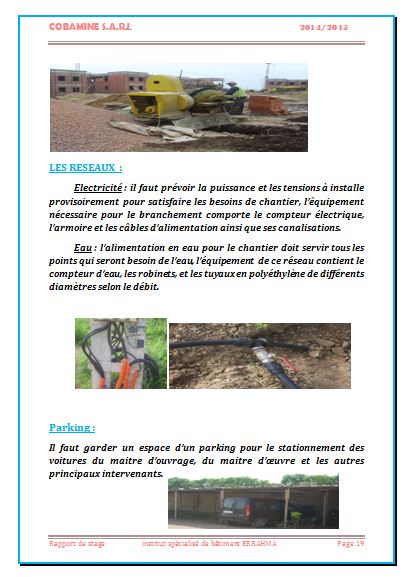 Rapport de stage chef de chantier batiment  Cours génie civil  Outils