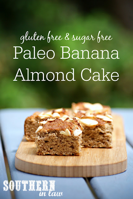 Easy Paleo Banana Almond Cake Recipe - low fat, gluten free, grain free, dairy free, sugar free, healthy, paleo, low carb, flourless, clean eating recipe