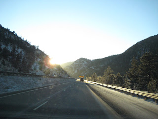 Sunrise on the drive back to Denver over the Rocky Mountains.