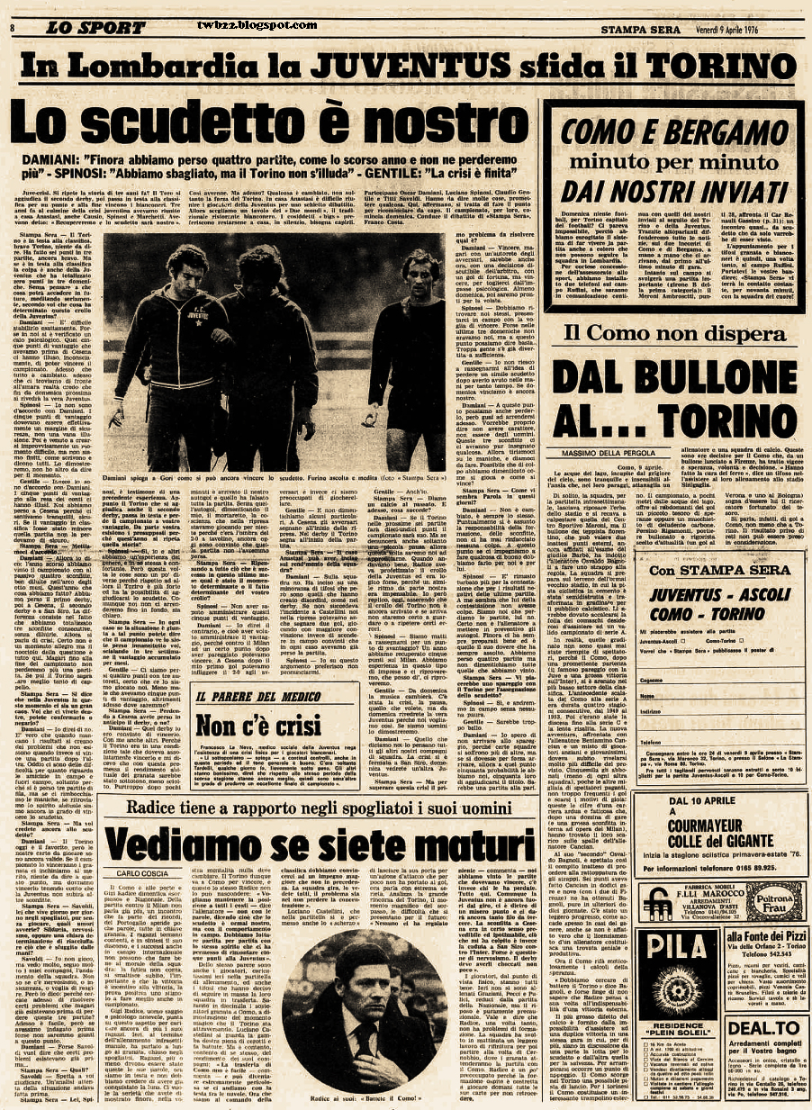 TWB22 Torino Stagione 1975 1976 Campione d'Italia
