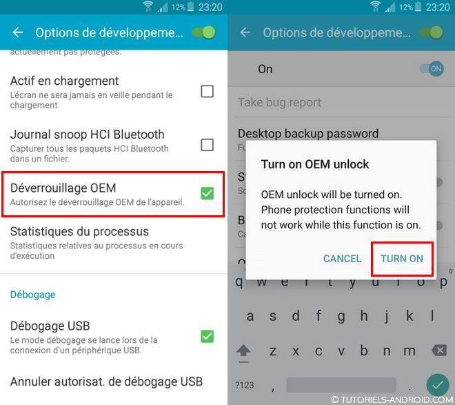 Activer OEM Unlock via Paramètres Android : activer le déverrouillage OEM