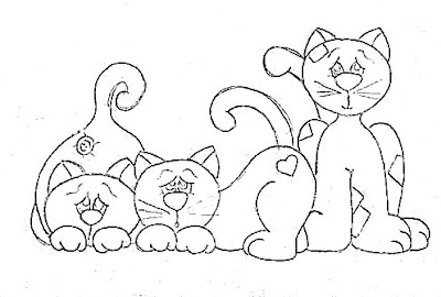 risco para pintar tres gatinhos