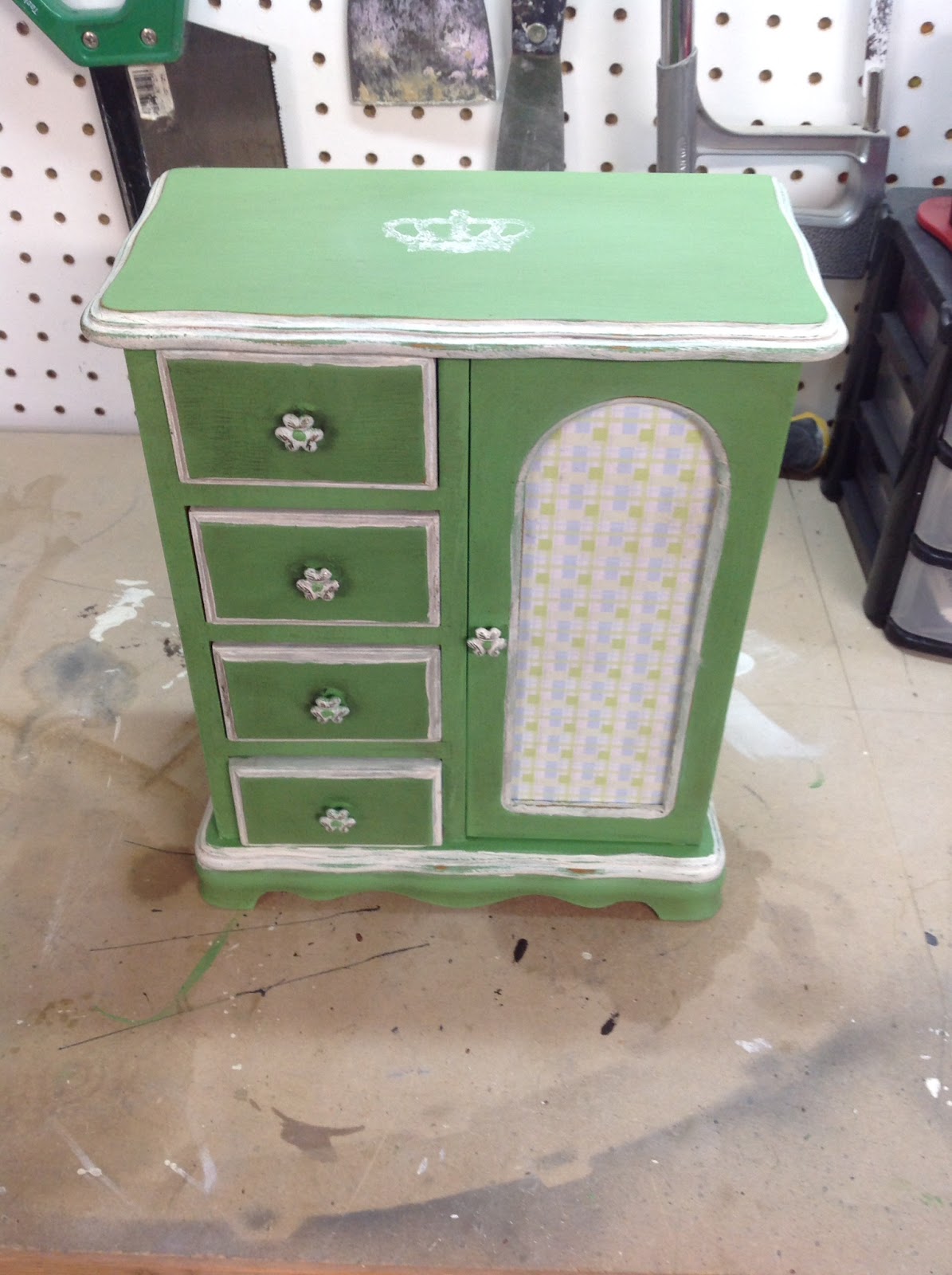 4 drawer with brass turnstile Jewelry Box Makeover After