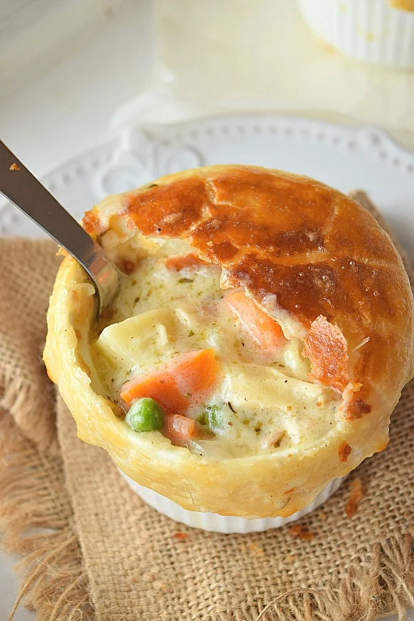 Chicken Pot Pie -easy with flaky top and chicken,peas,potato and carrot creamy filling