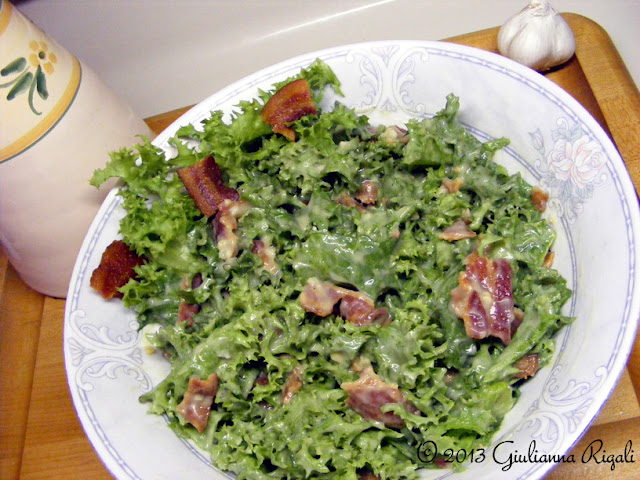 Organic Curly Endive Salad with Bacon and Garlic Dressing